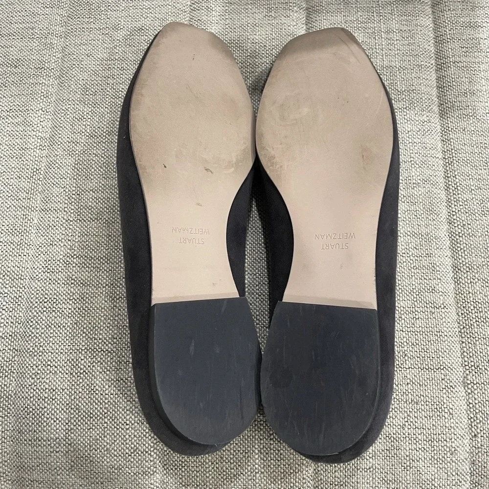 Stuart Weitzman 10M Women's Asphalt Grey Suede Slipknot Tassel Slip-On‎ Loafers